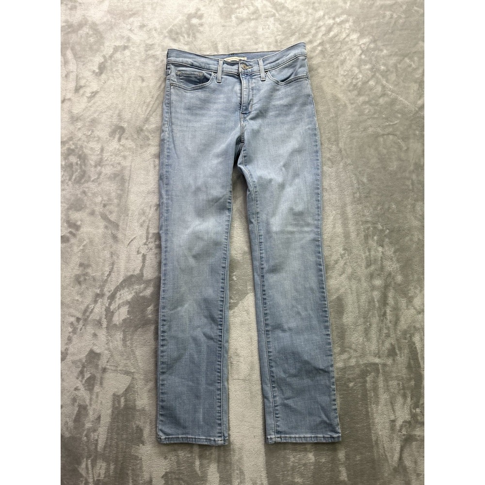 Levis 314 Shaping Straight Jeans Womens Sz 29 Blue Stretch Mid Rise Western